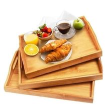 High Quality Multifunctional Bamboo Serving Trays for Coffee/Dinner/Lunch/Hotel/ etc 3pcs Set